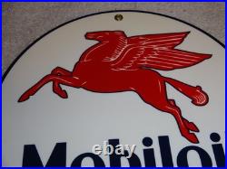 Vintage Lot 2 Diecut Porcelain Mobil Mobiloil & Gasoline Contains Lead Oil Sign Vintage Lot 2 Diecut Porcelain Mobil Mobiloil & Gasoline Contains Lead Oil Sign