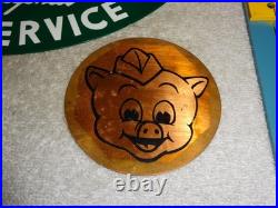 Vintage Lot Of 2 Piggly Wiggly? Pig Grocery Store 11 3/4 Porcelain Metal Sign