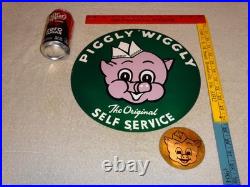 Vintage Lot Of 2 Piggly Wiggly? Pig Grocery Store 11 3/4 Porcelain Metal Sign