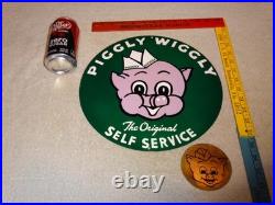 Vintage Lot Of 2 Piggly Wiggly? Pig Grocery Store 11 3/4 Porcelain Metal Sign