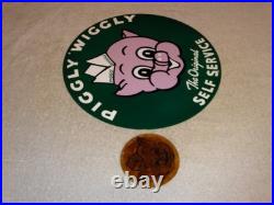 Vintage Lot Of 2 Piggly Wiggly? Pig Grocery Store 11 3/4 Porcelain Metal Sign