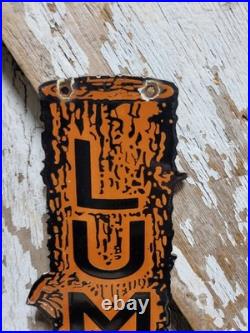 Vintage Lumber Porcelain Sign Old Logging Anchorage Alaska Sawmill Wood Timber