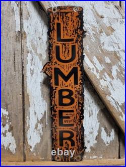 Vintage Lumber Porcelain Sign Old Logging Anchorage Alaska Sawmill Wood Timber