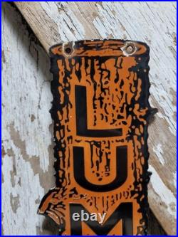 Vintage Lumber Porcelain Sign Old Logging Anchorage Alaska Sawmill Wood Timber