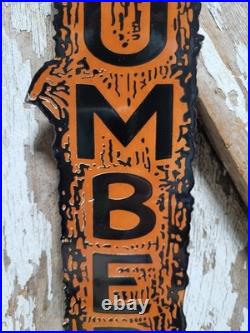 Vintage Lumber Porcelain Sign Old Logging Anchorage Alaska Sawmill Wood Timber