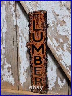 Vintage Lumber Porcelain Sign Old Logging Anchorage Alaska Sawmill Wood Timber