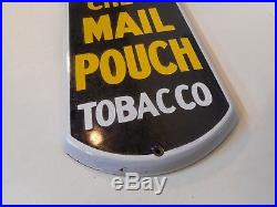 Vintage MAIL POUCH TOBACCO Porcelain Advertising Thermometer Sign