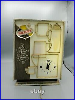 Vintage MID Century Falstaff Beer Motion Color Mugs Advertising Clock Sign