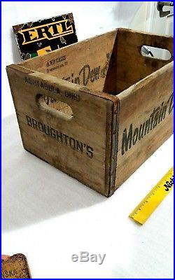 Vintage MOUNTAIN DEW wooden crate soda pop beverage advertising sign display