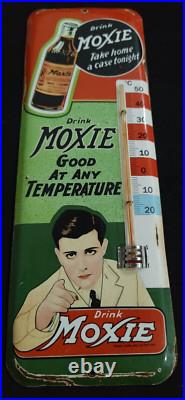 Vintage MOXIE SODA TIN THERMOMETER SIGN merchandise 1930'S No Porcelain
