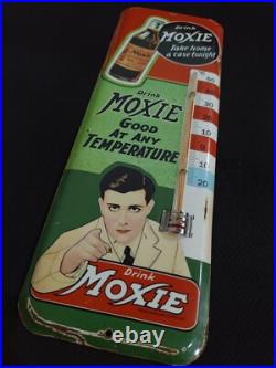 Vintage MOXIE SODA TIN THERMOMETER SIGN merchandise 1930'S No Porcelain