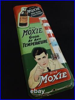 Vintage MOXIE SODA TIN THERMOMETER SIGN merchandise 1930'S No Porcelain