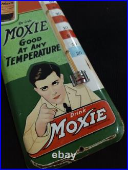 Vintage MOXIE SODA TIN THERMOMETER SIGN merchandise 1930'S No Porcelain