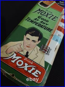 Vintage MOXIE SODA TIN THERMOMETER SIGN merchandise 1930'S No Porcelain