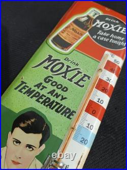 Vintage MOXIE SODA TIN THERMOMETER SIGN merchandise 1930'S No Porcelain