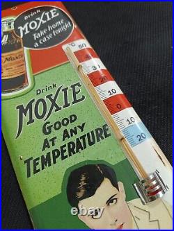 Vintage MOXIE SODA TIN THERMOMETER SIGN merchandise 1930'S No Porcelain