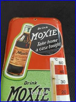 Vintage MOXIE SODA TIN THERMOMETER SIGN merchandise 1930'S No Porcelain