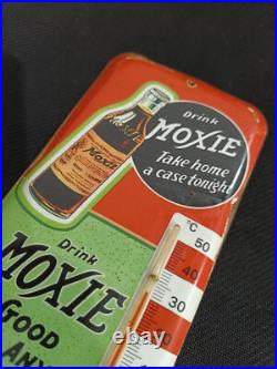 Vintage MOXIE SODA TIN THERMOMETER SIGN merchandise 1930'S No Porcelain