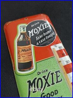 Vintage MOXIE SODA TIN THERMOMETER SIGN merchandise 1930'S No Porcelain