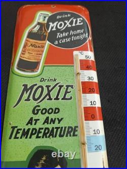 Vintage MOXIE SODA TIN THERMOMETER SIGN merchandise 1930'S No Porcelain