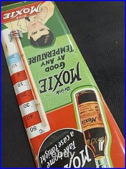 Vintage MOXIE SODA TIN THERMOMETER SIGN merchandise 1930'S No Porcelain