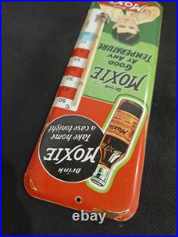 Vintage MOXIE SODA TIN THERMOMETER SIGN merchandise 1930'S No Porcelain