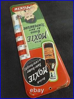 Vintage MOXIE SODA TIN THERMOMETER SIGN merchandise 1930'S No Porcelain