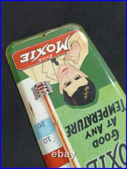 Vintage MOXIE SODA TIN THERMOMETER SIGN merchandise 1930'S No Porcelain