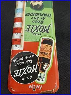 Vintage MOXIE SODA TIN THERMOMETER SIGN merchandise 1930'S No Porcelain