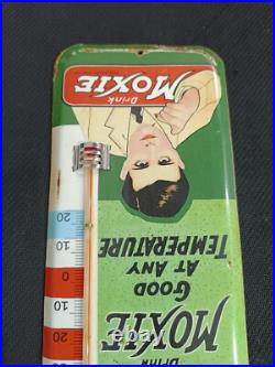 Vintage MOXIE SODA TIN THERMOMETER SIGN merchandise 1930'S No Porcelain