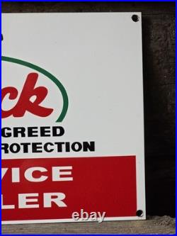 Vintage Mack Pedigreed Protection Heavy Porcelain Service Dealer Sign 12 X 8