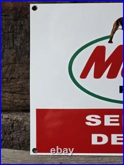 Vintage Mack Pedigreed Protection Heavy Porcelain Service Dealer Sign 12 X 8