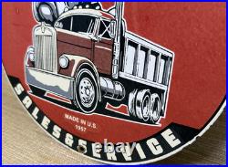 Vintage Mack Trucks Porcelain Dealership Sign Gas Sales Service Oil Bull Dog