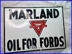 Vintage Marland Oils Motor Oil Sign Professionally Remastered Porcelain Metal
