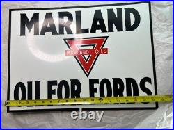 Vintage Marland Oils Motor Oil Sign Professionally Remastered Porcelain Metal
