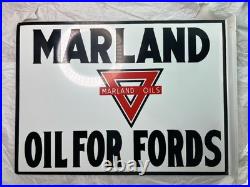 Vintage Marland Oils Motor Oil Sign Professionally Remastered Porcelain Metal