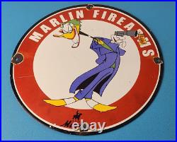 Vintage Marlin Firearms Sign Joker Batman Comics Gas Pump Porcelain Sign