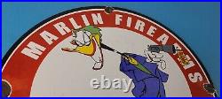 Vintage Marlin Firearms Sign Joker Batman Comics Gas Pump Porcelain Sign