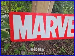 Vintage Marvel Comics Porcelain Double-sided Dealer Store Sign. 35 X 12