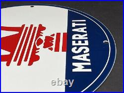 Vintage Maserati Sports Car 12 Porcelain Dealership Advertising Gas Oil Sign