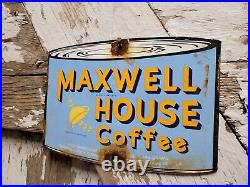 Vintage Maxwell House Coffee Porcelain Sign Cafe Hot Beverage Restaurant Drink