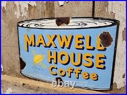 Vintage Maxwell House Coffee Porcelain Sign Cafe Hot Beverage Restaurant Drink