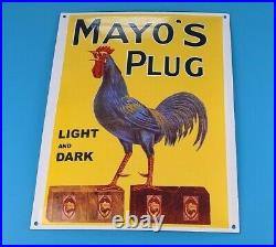 Vintage Mayo's Plug Porcelain Gas Pump Service General Store Tobacco Store Sign