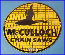 Vintage McCulloch Chain Saws Sign Store Display Gas Service Porcelain Sign