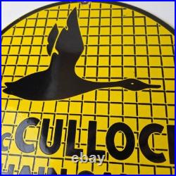 Vintage McCulloch Chain Saws Sign Store Display Gas Service Porcelain Sign