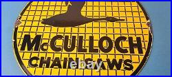 Vintage McCulloch Chain Saws Sign Store Display Gas Service Porcelain Sign