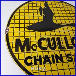 Vintage McCulloch Chain Saws Sign Store Display Gas Service Porcelain Sign