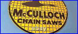 Vintage McCulloch Chain Saws Sign Store Display Gas Service Porcelain Sign