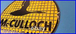 Vintage McCulloch Chain Saws Sign Store Display Gas Service Porcelain Sign