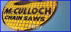 Vintage McCulloch Chain Saws Sign Store Display Gas Service Porcelain Sign